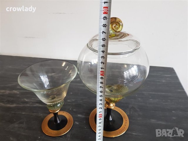 Дизайнерско и авторско Elime ръчно стъкло Мурано Чаша и Купа, снимка 7 - Декорация за дома - 40919496