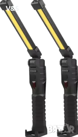  2 броя LED акумулаторни COB работни светлини Фенерчета със скрита долна кука и магнит, 5000m, снимка 2 - Лед осветление - 47960344