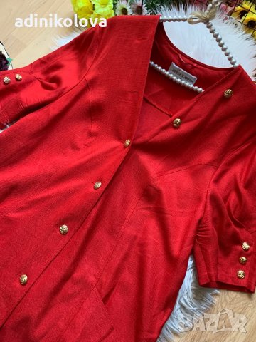 Червено ленено сако, снимка 2 - Сака - 42701460