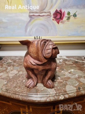 Прекрасна антикварна английска дървена фигура статуетка , снимка 2 - Статуетки - 53815760