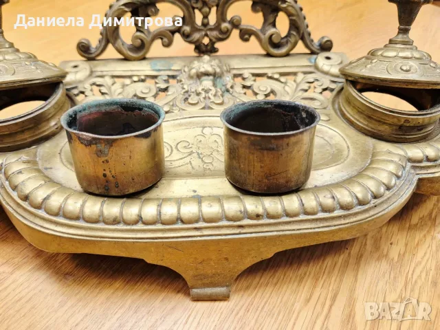 Масивна антикварна двойна мастилница (писалищен прибор), снимка 11 - Антикварни и старинни предмети - 55922250