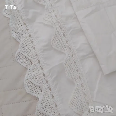 Винтидж бяла 100 % памук, покривка с ръчна дантела, снимка 3 - Покривки за маси - 49510694