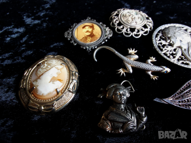 Стари брошки позлатени и посребрени, снимка 7 - Антикварни и старинни предмети - 44688532