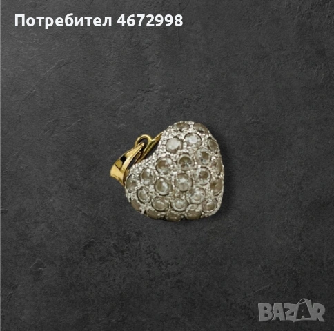 18K Златна висулка "Сърце" със две страни едната бяло злато другата жълто злато