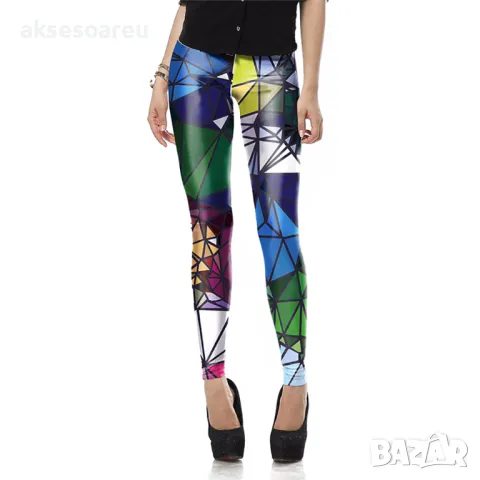  Нов моден щампован дамски клин 3D цветни флуоресцентни стилни клинове за жени и момичета, снимка 5 - Клинове - 50418778