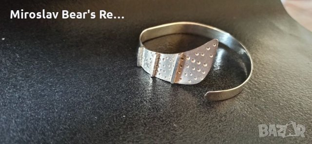 Сребърна гривна тип Белезник , с печати 925 , диаметър 6см , снимка 5 - Гривни - 35965378