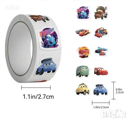 100 бр Макуин Маккуин колите McQueen  малки самозалепващи лепенки стикери за ръчна изработка подарък