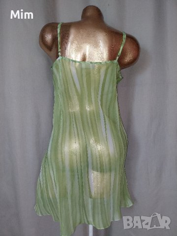 М Ефирна нощница в зелено с дантела , снимка 3 - Нощници - 41916470