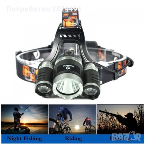 1868 троен LED челник с акумулаторни батерии и  LED диоди, снимка 5 - Друга електроника - 35800520