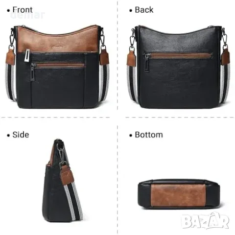 Дамска crossbody чанта Shrrie от веган кожа с регулируема презрамка и 5 отделения, снимка 4 - Чанти - 55849752