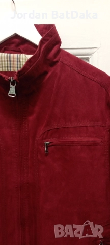 Бордо кожено велур яке М#, снимка 3 - Якета - 51588278
