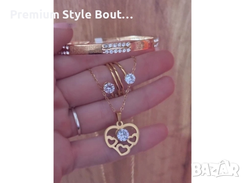 комплект колие,гривна и обеци от медицинска стомана 