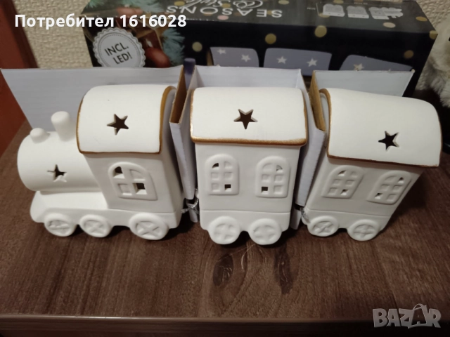 Керамичен Коледен светещ влак., снимка 12 - Декорация за дома - 52346515