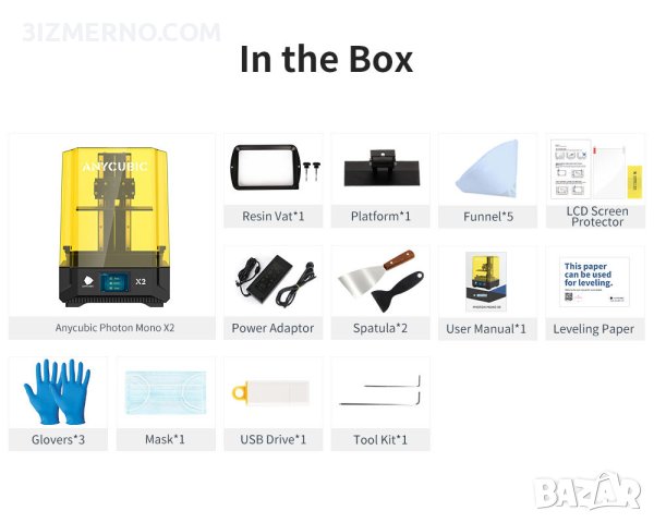 Фотополимерен 3D Принтер ANYCUBIC Photon Mono X2 9.1" 4K Monochrome LCD 200x196x122 mm, снимка 7 - Принтери, копири, скенери - 41609657