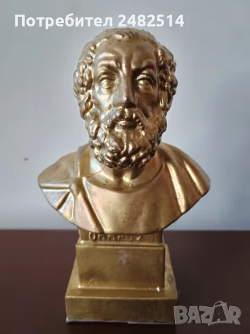 Метална скулптура, статуетка, бюст бронз мед на велик древногръцки автор, снимка 2 - Антикварни и старинни предмети - 49419299