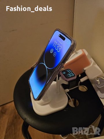 Ново Безжично магнитно зарядна устройство станция 15W телефон слушалки часовник Айфон, снимка 9 - Безжични зарядни - 41854931