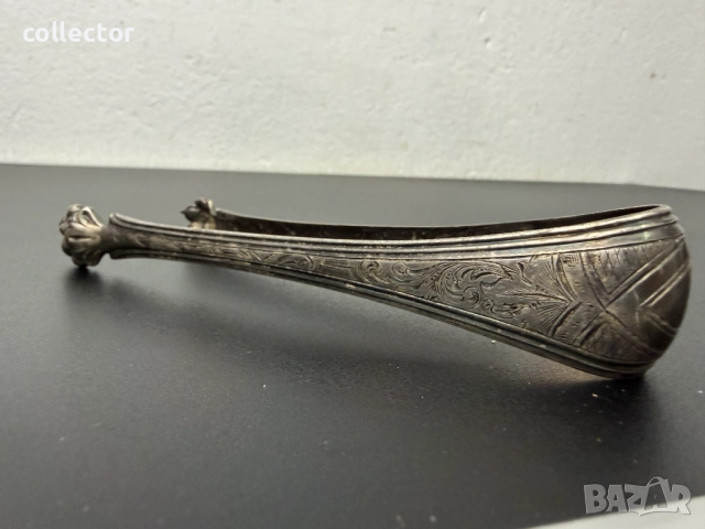 Стара дебело посребрена щипка за лед / сладки. №7780, снимка 5 - Антикварни и старинни предмети - 52876980