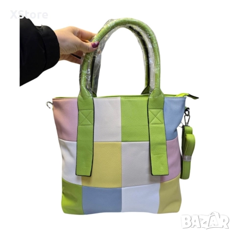 Шарена дамска чанта с разноцветна дръжка, снимка 12 - Чанти - 52584757