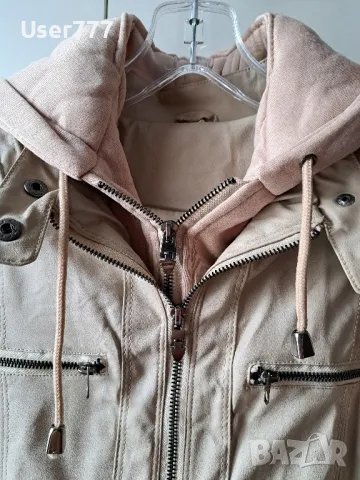 Ново яке еко кожа, със сваляща се памучна част и качулка, снимка 4 - Якета - 48166437