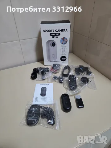 Компактна мини екшън камера (тип "палец") Sports Camera 1080P WiFi H.264, заедно с пълния си компле, снимка 2 - HD камери - 56185573