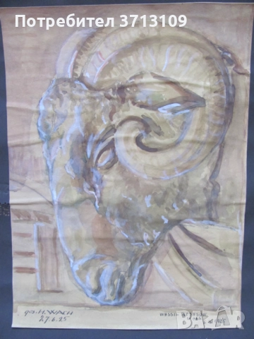 1925г. картина акварел -проект Васил Беязов(1901-1980), снимка 5 - Картини - 51625607