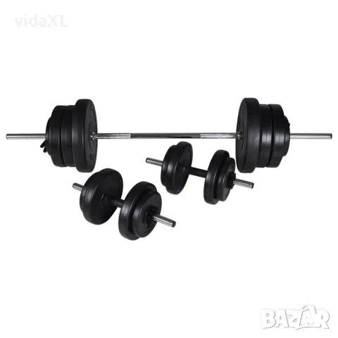 vidaXL Комплект лежанка със стойка за лост, щанга и дъмбели, 60,5 кг, снимка 5 - Спортна екипировка - 56146392