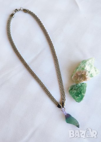 Ангелски крила. Колиета чокър с многоцветен флуорит, снимка 7 - Колиета, медальони, синджири - 41631007