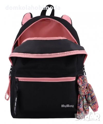 Раница с две прегради и два джоба, Меки презрамки, Подсилен гръб,30x12x42 см,Джоб за телефон с изход, снимка 5 - Раници - 33888894