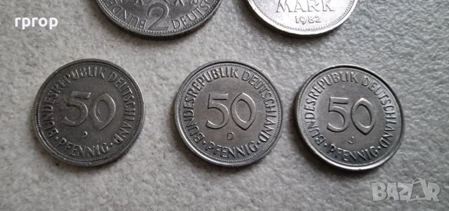 Монети . Германия.  1 , 2  дойче марки и  3 бройки по 50 пфенига., снимка 4 - Нумизматика и бонистика - 38325471