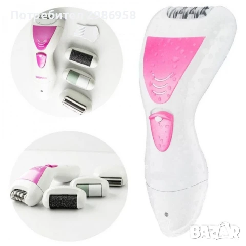 Уред за красота 4 в 1 приставки за обезкосмяване, тример, полиране на пети