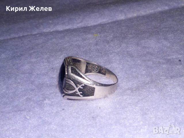 СКЪПОЦЕНЕН АВТОРСКИ СРЕБЪРЕН ПИРАТСКИ ПРЪСТЕН СРЕБРО 925 с НИЕЛО и ОГРОМЕН ФАСЕТИРАН МАРКАЗИТ 36405, снимка 10 - Пръстени - 39535693
