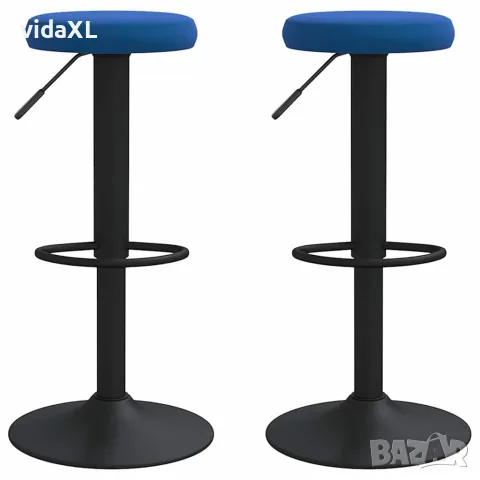 vidaXL Бар табуретки, 2 бр, сини, кадифе