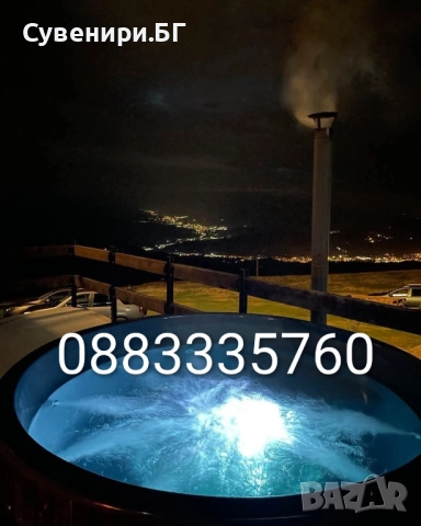 Уелнес хидро масажно джакузи с вградена печка на дърва