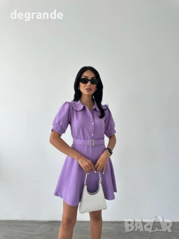 Дамска къса рокля в цвят циклама и лилав, снимка 2 - Рокли - 51198229