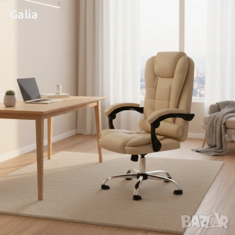 Ергономичен офис стол с лумбална опора от еко кожа, снимка 2 - Столове за офис - 53717320