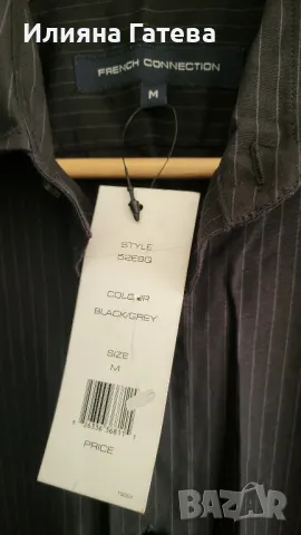 Нова черна мъжка риза с етикет French connection р-р М, снимка 2 - Ризи - 48336236