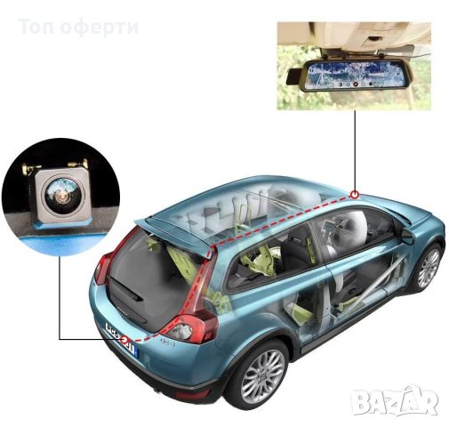 Видеорегистратор огледало с две FULL HD камери DVR 9.66 inch за кола, снимка 3 - Аксесоари и консумативи - 41025931