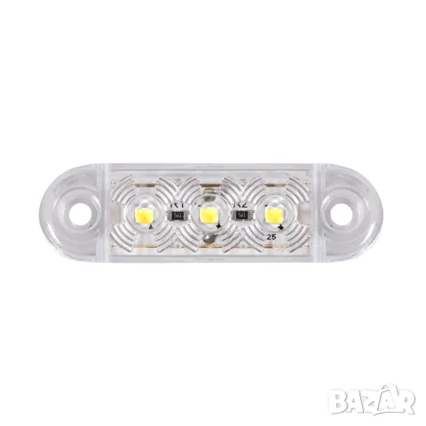 LED габарит 3 LED 63 mm 12-24V за страничен монтаж с бяла светлина