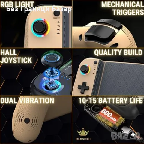 Нов Мобилен Джойстик с Turbo, RGB, Bluetooth за COD/Roblox игри геймър, снимка 3 - Друга електроника - 49548792