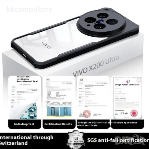 XUNDD Удароустойчив Калъф за vivo X200 Ultra 5G с Прозрачен Гръб и Скрийн Протектор – Черен, снимка 6 - Калъфи, кейсове - 50818978
