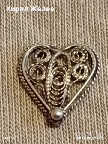Винтидж бижу във формата на сърце филигранна изработка ювелирна изработка 52456, снимка 6 - Колиета, медальони, синджири - 52691722