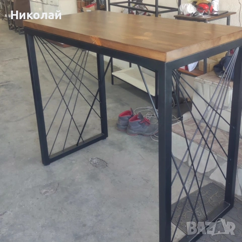 бар маса от масив и желязо , снимка 10 - Маси - 53556156