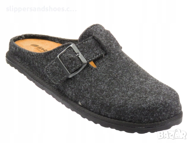 Мъжки домашни чехли Inblu сив филц с кожена стелка и регулируема каишка