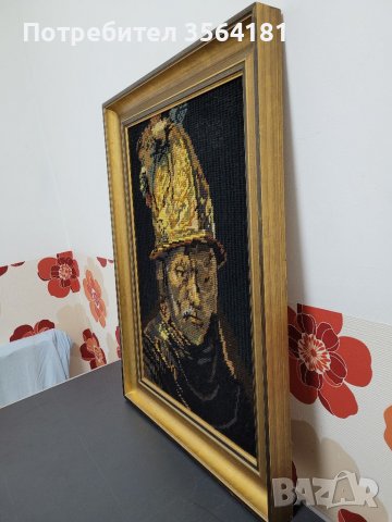 НАМАЛЕН  по портрет на Рембранд , снимка 6 - Антикварни и старинни предмети - 39421489