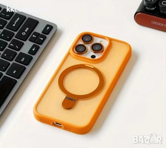 Калъф силикон МagStand Cover + Camera lens / Оранжев / за iPhone 17 6.3 Баркод : 3132513, снимка 2 - Калъфи, кейсове - 51831934