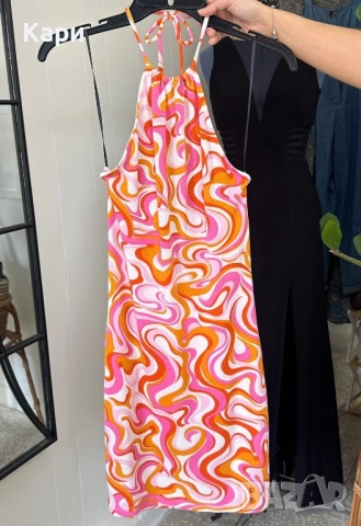 Дамска къса оранжево розова лятна рокля, снимка 2 - Рокли - 53688382