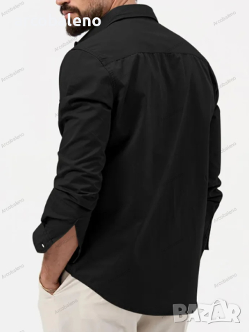 Мъжка ежедневна риза с джобове и дълги ръкави, 5цвята , снимка 12 - Ризи - 44840632