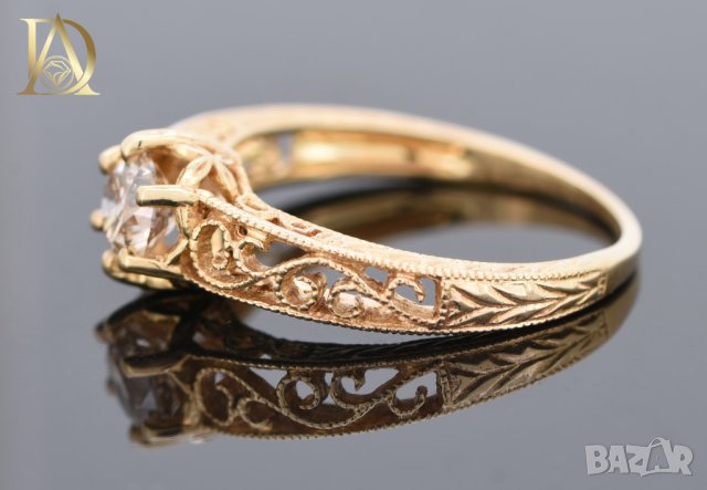 Нов Златен Пръстен с 0.55кт Естествен Диамант , снимка 4 - Пръстени - 40063592