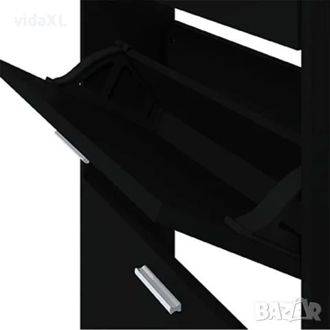 vidaXL Шкаф за обувки, черен, 59x17x108 см, инженерно дърво, снимка 7 - Шкафове - 56147110