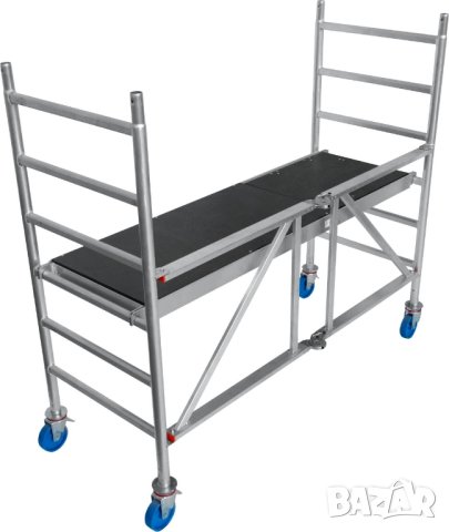 СКЕЛЕ под НАЕМ ПОДВИЖНО с КОЛЕЛА и метални Рамки, на самостоятелни секции, с парапети